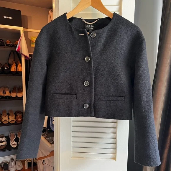 J. Crew Collection Lady Bomber Black Boucle Jacket - Picture 2 of 9